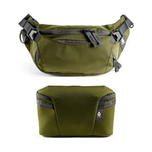 Falcon2L Hip Pack and Honey Badger tech pouch in Kelp