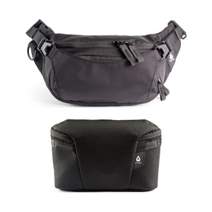 Falcon2L Hip Pack and Honey Badger tech pouch in Obsidian